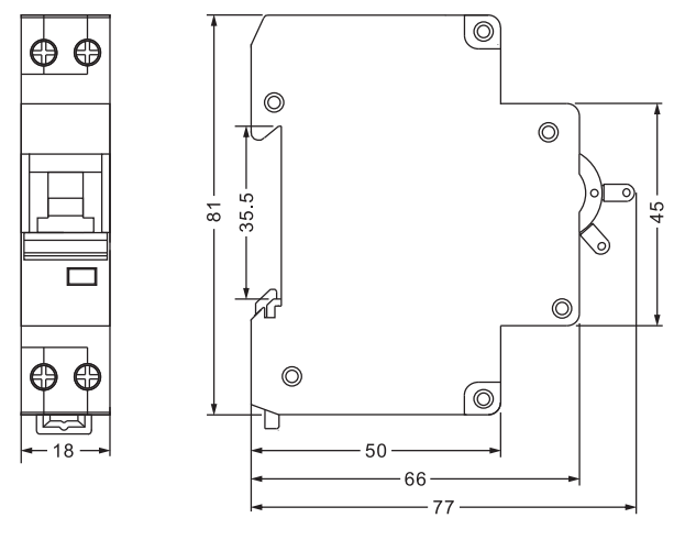 ETEK DPN MCB EKM1-40N Größe