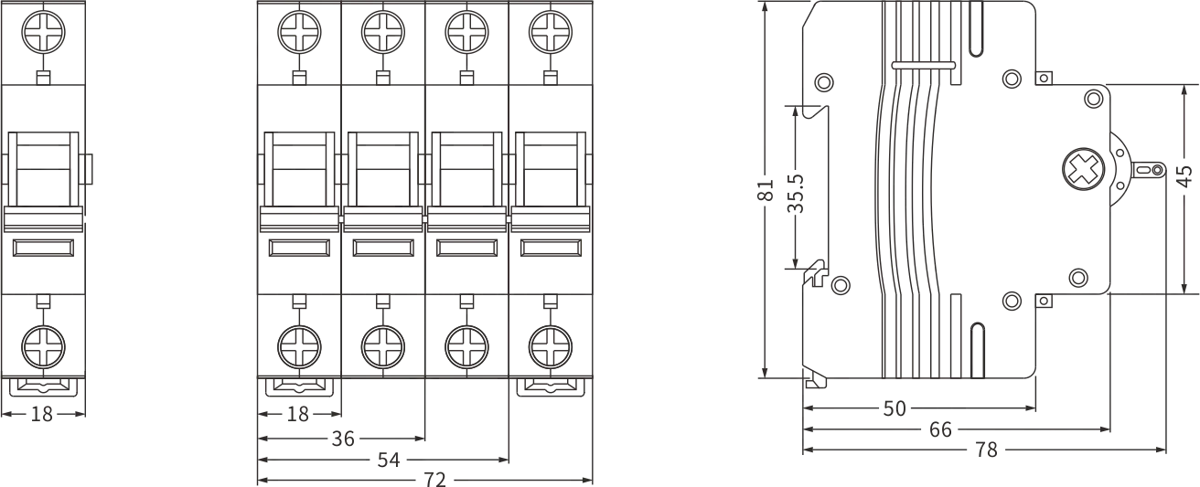 ETEK Trennschalter EKD1-125 Größe
