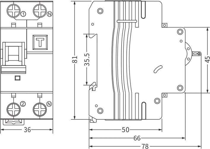 Etek RCBO EKL3-63 Größe