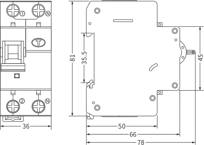 Etek RCBO EKL3-40M Größe